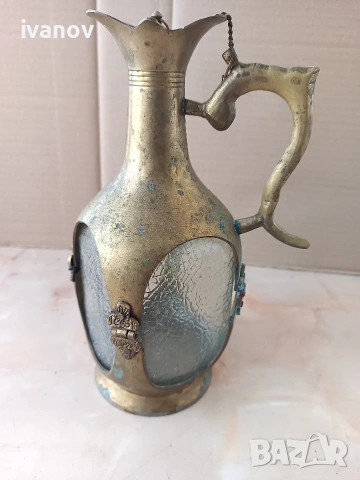 Стъклена бутилка с бронзов обков, снимка 6 - Антикварни и старинни предмети - 53758114