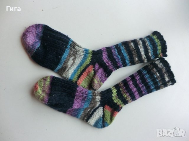 шарени плетени чорапи ходило 16, конч 18, снимка 2 - Чорапи - 39139838