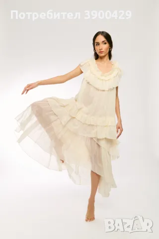 Ефирна Рокля Layla - Екрю, снимка 5 - Рокли - 49478683