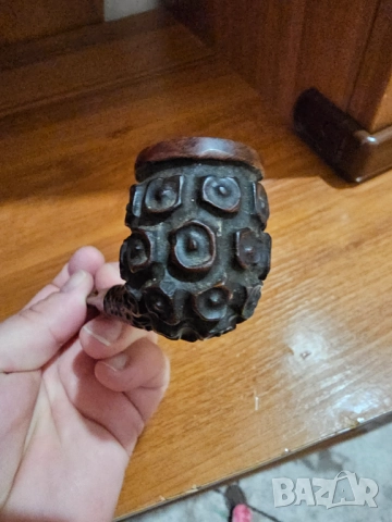 Старинна лула ръчна майсторска изработка с Бриар за ценители и колекционери с филтър, снимка 4 - Антикварни и старинни предмети - 51771490