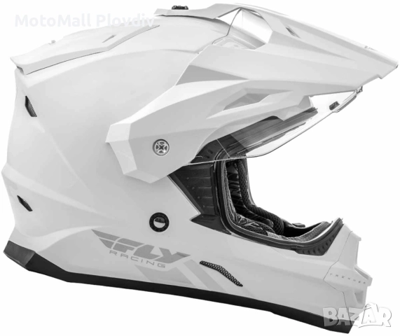 fly racing trekker white / ендуро каска крос мотор мотори, снимка 3 - Аксесоари и консумативи - 49259391