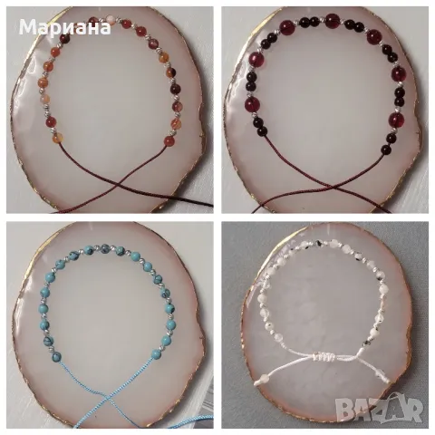 Гривна от конец със сребърни фасетирани топчета и камъни, снимка 10 - Гривни - 45837332