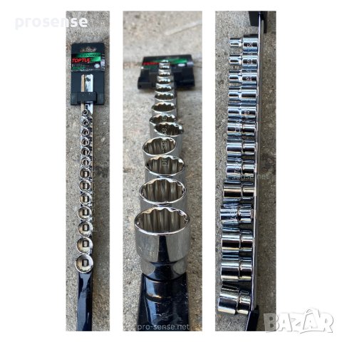 Вложки 3/8” на релса 12-стенни инчови  13 части TOPTUL, снимка 2 - Аксесоари и консумативи - 38906646