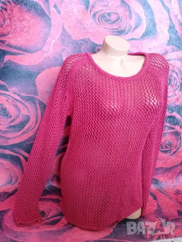 Малиново червена блуза Плетиво Л, снимка 5 - Блузи с дълъг ръкав и пуловери - 49410926