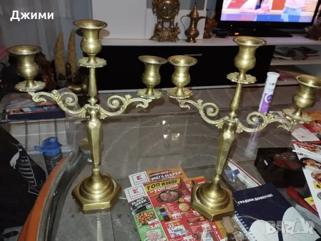 масивни бронзови свещници, снимка 1