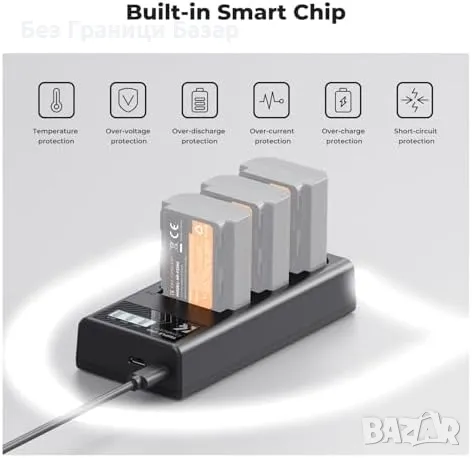 Ново Тройно зарядно K&F Concept NP-FZ100 за Sony A7III/IV FX3 FX30 ZV-E1, снимка 5 - Друга електроника - 48716704