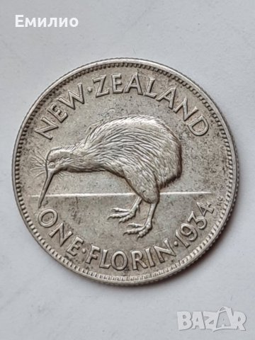 SCARCE. NEW ZEALAND 🇳🇿 ONE FLORIN 1934, снимка 1 - Нумизматика и бонистика - 40894641