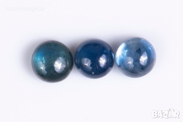 3 броя син сапфир 1.09ct кабошон нагряван #3