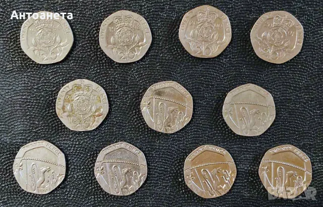 50, 20 пенса Великобритания, 16 различни, снимка 3 - Нумизматика и бонистика - 44241290