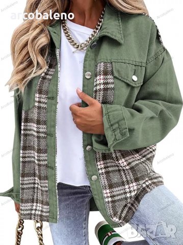 Дамско дънково яке (риза) с дълъг ръкав и копчета на риза, 3цвята, снимка 6 - Якета - 39240552