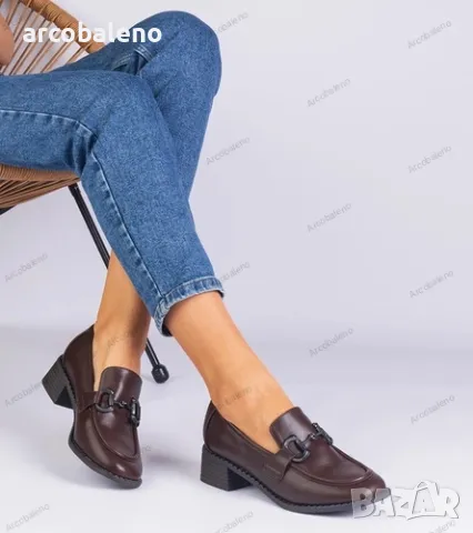 Кафяви дамски обувки на висок ток с метална декорация Sopolino, снимка 2 - Дамски ежедневни обувки - 48980380