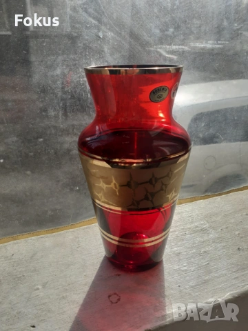 Ваза Бохемия с позлата, снимка 4 - Антикварни и старинни предмети - 53388624