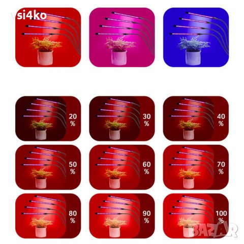 UV лампа за отглеждане на растения с 3 гъвкави рамена – 40W, снимка 3 - Стайни растения - 39024125