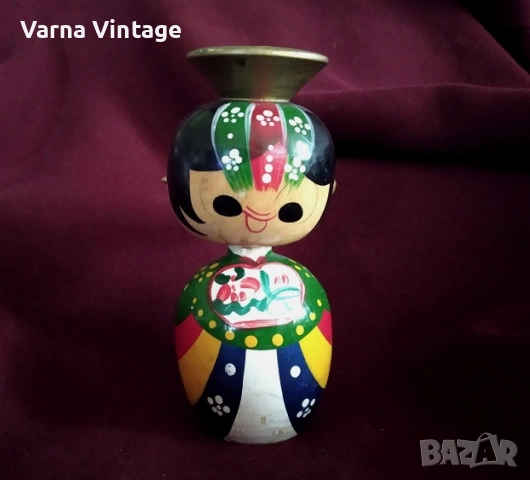 Стара дървена японска кукла Кокеши. ръчна изработка. произведена в Корея, снимка 2 - Антикварни и старинни предмети - 53283537