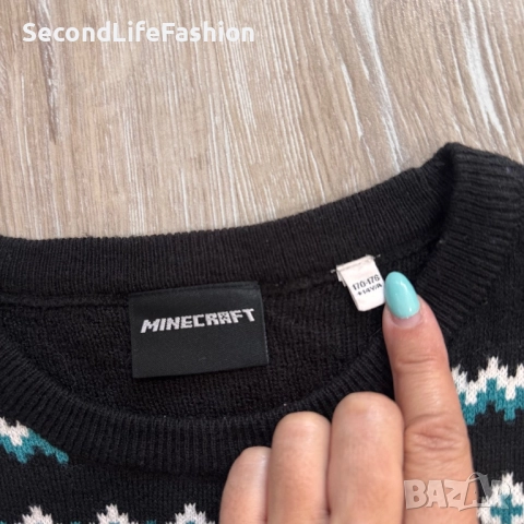 Коледен пуловер Minecraft за момчета, размер 14 г., мъжки, акрилен, размер S-M, снимка 2 - Пуловери - 52180595