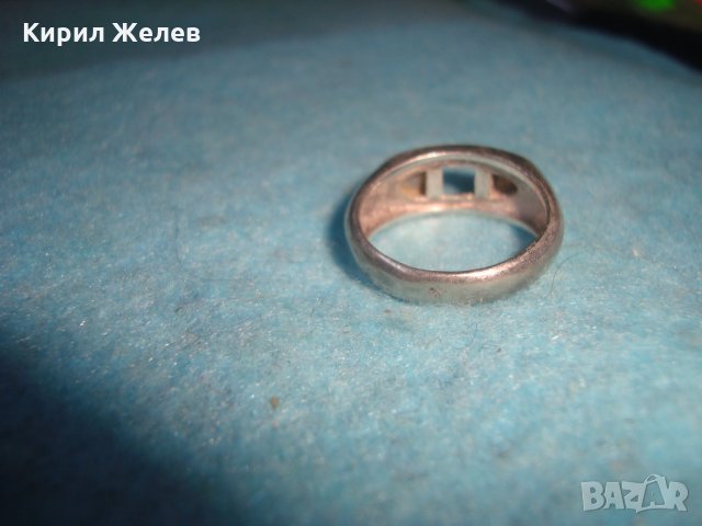 СТАР СРЕБЪРЕН ПРЪСТЕН АНГЛИЯ ОКСИДИРАНО СРЕБРО 925 с ШЛИФОВАН ЛУНЕН КАМЪК БИЖУ - РЪЧНА РАБОТА 25675, снимка 7 - Антикварни и старинни предмети - 35748013