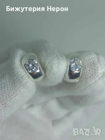 Сребърни обеци с циркони