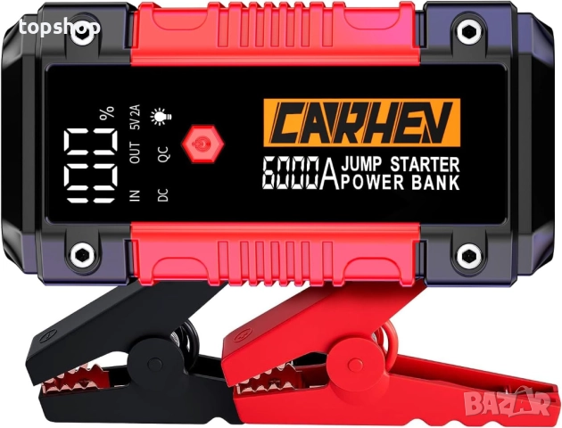 НОВ Джъмп стартер CARHEV 6000A / 26800мАh (до 10.0L бензинов или 10.0L дизелов двигател), 12V ...