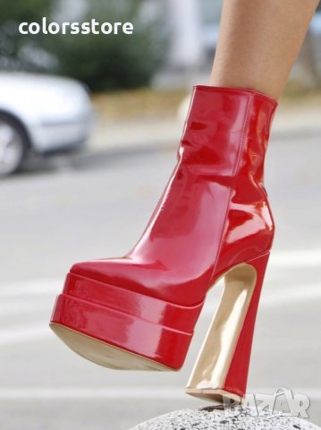 Боти на ток - червен лак - YSV1