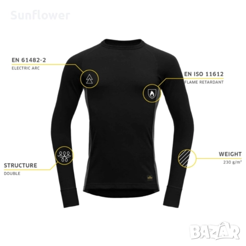 Devold Protection Spirit двуслоен термо огнеустойчив топ мерино и Lenzing