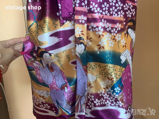 Дамски копринен халат тип кимоно в цвят purple, снимка 3 - Други - 53734818
