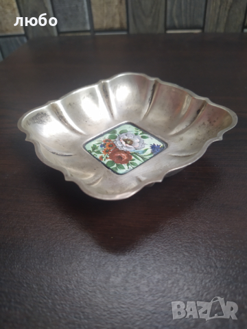 Сребърен Пепелник и Емайл-Сребро 0,925 54 гр, снимка 4 - Антикварни и старинни предмети - 44654633