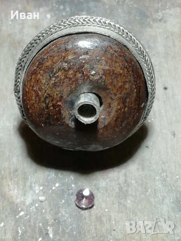 Сребърен пръстен със Сапфир и Слънчев камък , снимка 6 - Пръстени - 46999237