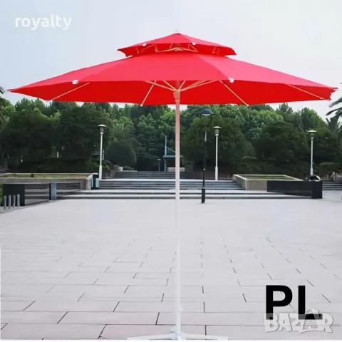 Градински чадър с UV защита с ветроустойчива клапа и двоен покрив – 220/220 см, снимка 5 - Градински мебели, декорация  - 50394371