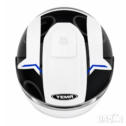 Отворена мото каска YEMA ECE R22.06 с два визьора черно и бяло, снимка 3 - Аксесоари и консумативи - 55865699