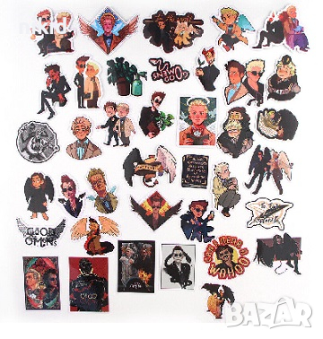 38 бр Good Omens Добри поличби  самозалепващи лепенки стикери за украса декор, снимка 2 - Други - 44784121