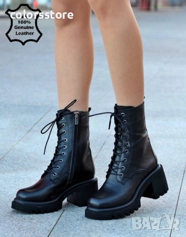 Боти на ток - черна ЕСТЕСТВЕНА кожа - 27700 , снимка 2 - Дамски боти - 51579042