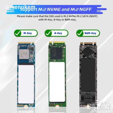 Външна кутия за M.2 NVMe SSD– USB 3.1 Gen 2 (10Gbps), без инструменти, снимка 4 - Кабели и адаптери - 53382268