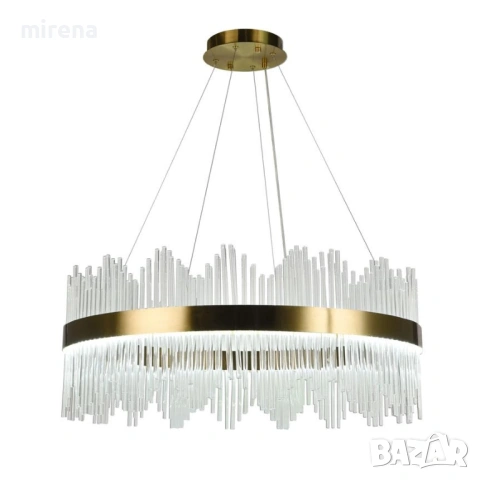 LED ЛЕД Димируем кристален полилей на връв 100 см зллатен, снимка 3 - Лампи за таван - 53224475