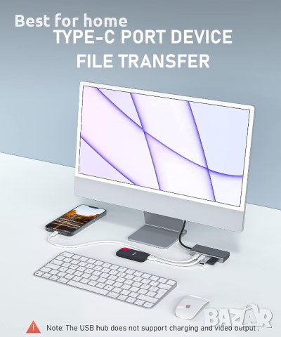 PULWTOP 4 порта 10G USB C ХЪБ за Mac,iMac,iPad и USB C лаптоп, снимка 4 - Други - 41802774
