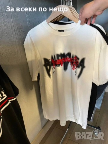 Balenciaga Мъжка Бяла Тениска👕Мъжка Блуза С Къс Ръкав В Бял Цвят Код MensPoint75