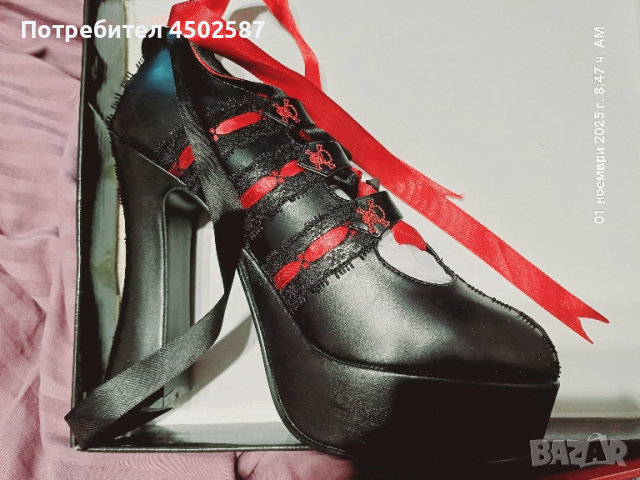 Готически обувки в черен цвят от Demonia, снимка 6 - Дамски обувки на ток - 51884836
