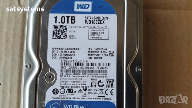 Хард диск Western Digital Caviar Blue WDC WD10EZEX 1TB SATA 6.0Gb/s, снимка 3 - Твърди дискове - 47495470