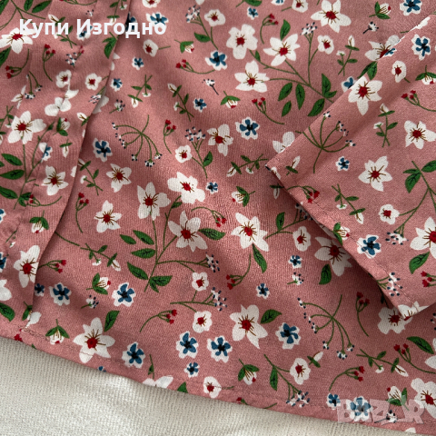 Стилна дамска копринена блуза риза без копчета, цвят пепел от рози с цветя, снимка 3 - Ризи - 44710605