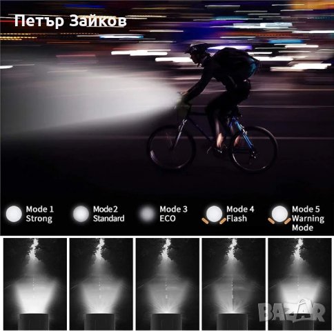 USB Водоустойчив комплект Предна велосипедна светлина Акумулаторна велосипедна, снимка 5 - Аксесоари за велосипеди - 41772148