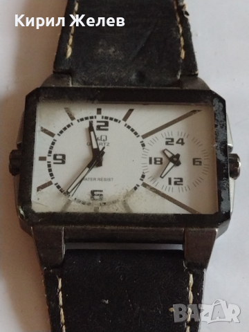 Луксозен мъжки часовник Q/Q QUARTZ WATER RESIST работи много красив с кожена каишка - 21782, снимка 2 - Мъжки - 36203055