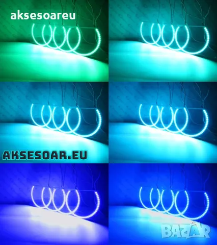Ангелски очи многоцветни RGB LED Фарове Angel Eyes DRL за кола пръстени 4x131 mm за BMW, снимка 17 - Аксесоари и консумативи - 48040281