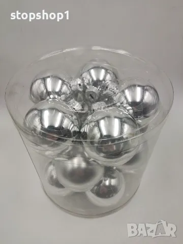 Стъклени Коледни топки украса 15броя сиво сребро Christmas , снимка 3 - Декорация за дома - 48015579