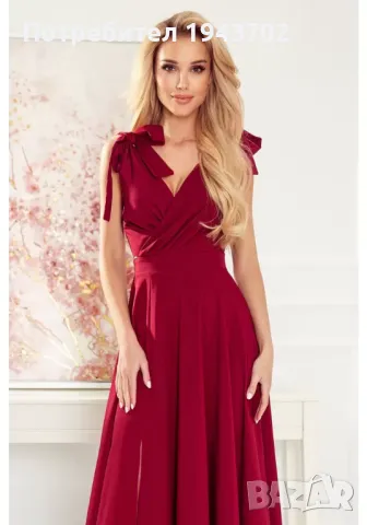 Елегантна дълга рокля в цвят бордо 405-1 Numoco, снимка 3 - Рокли - 47721529