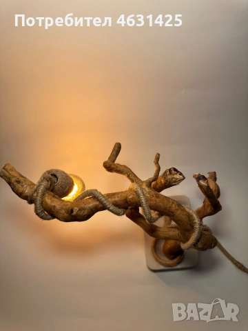 Ръчно изработена настолна рустик лампа, снимка 5 - Настолни лампи - 52160483