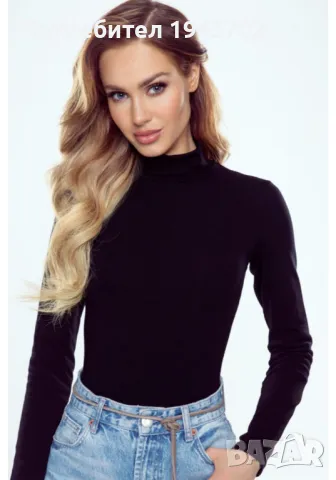 Дамско боди с дълъг ръкав в черен цвят MARLA