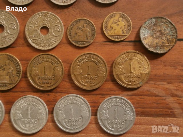 Стари френски не повтарящи се монети от 20,30 и 40-те години, снимка 9 - Нумизматика и бонистика - 42107572