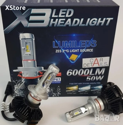 LED крушки за фарове Led Kapp X3 6000LM, H7, 25w , 12/24V, снимка 3 - Аксесоари и консумативи - 52458277