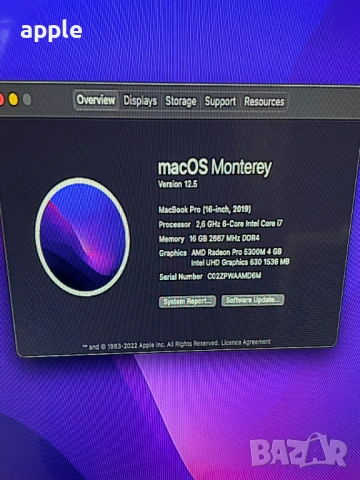 16" Core i7 MacBook Pro A2141 (2019) Space Gray-i7/16GB RAM/512GB SSD На части, снимка 6 - Лаптопи за работа - 53529988