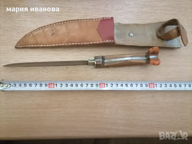 Стар кован нож с кожена кания , снимка 5 - Ножове - 55600650
