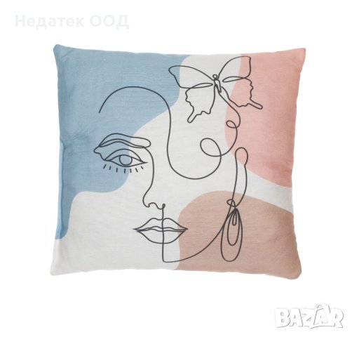Декоративна възглавница, 40х40см, Розова/ синя/ бяла, снимка 2 - Възглавници - 41001659